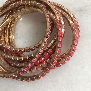 Pink and gold rhinestone stacking bracelets